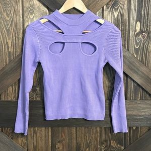 Purple Cut Out Sweater Medium
